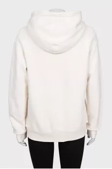 White hoodie with contrasting brand print