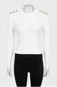 White knitted jumper