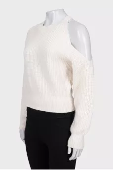 Cashmere sweater with off-the-shoulder cutout