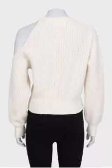 Cashmere sweater with off-the-shoulder cutout