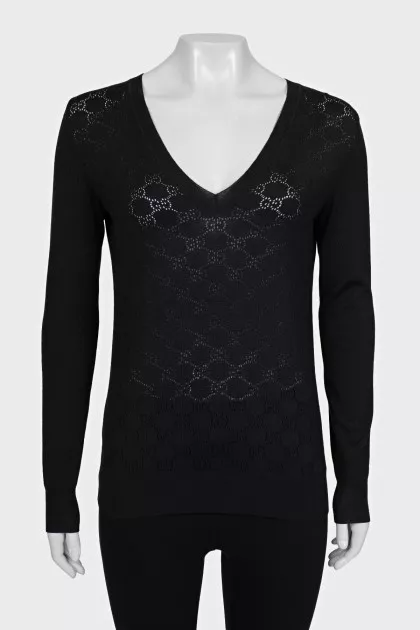 Black pullover with signature monogram
