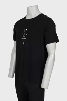 Men's black t-shirt with white print