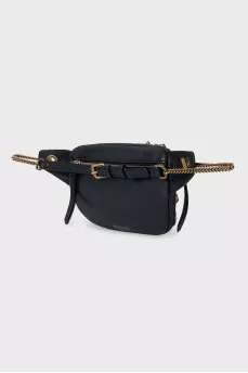 Black belt bag with metallic decor