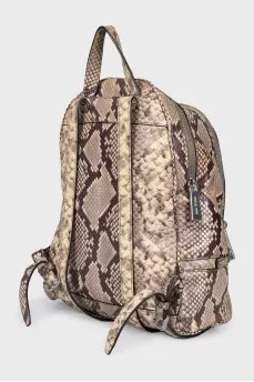 Leather backpack with animal print