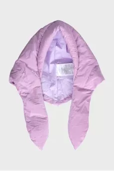 Purple hood with drawstrings