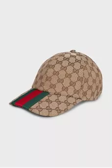 Men's textile cap with a signature print