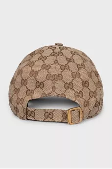 Men's textile cap with a signature print