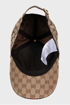 Men's textile cap with a signature print