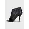 Leather open-toe ankle boots