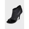 Leather open-toe ankle boots