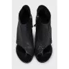 Leather open-toe ankle boots