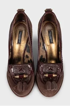 Brown leather and suede shoes