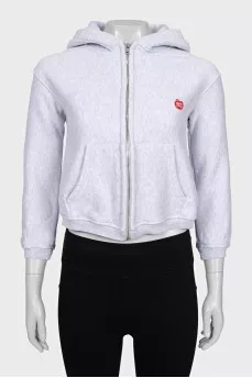 Cropped zip-up hoodie