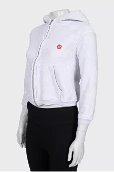 Cropped zip-up hoodie