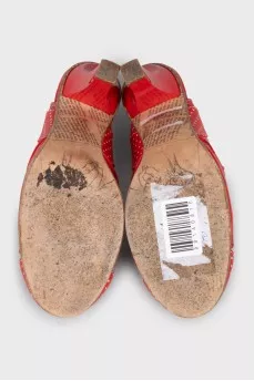 Polka dot leather slingbacks