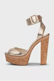 Gold high heel sandals