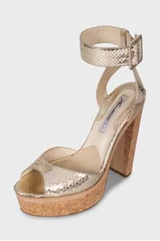 Gold high heel sandals