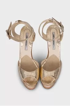 Gold high heel sandals