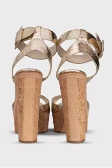 Gold high heel sandals