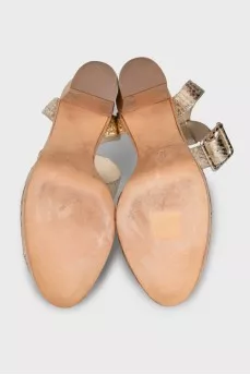 Gold high heel sandals