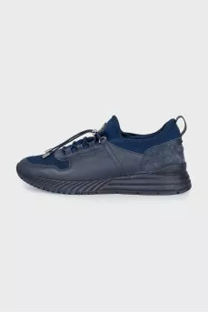 Men's blue sneakers with suede inserts