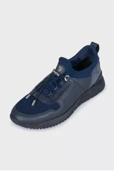Men's blue sneakers with suede inserts