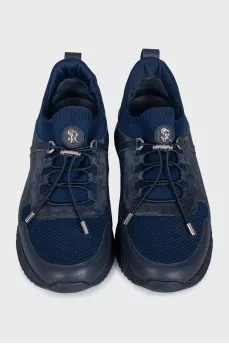Men's blue sneakers with suede inserts