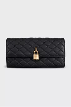 Leather wallet with a gold lock