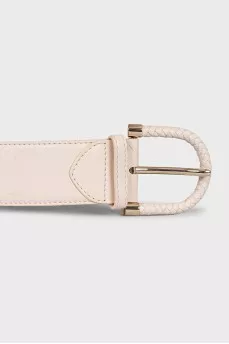 Beige wide leather belt