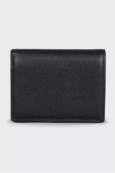 Black leather wallet with gold logo
