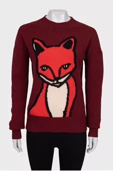 Red wool and cashmere sweater