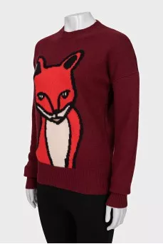 Red wool and cashmere sweater