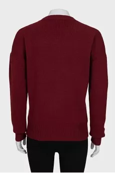 Red wool and cashmere sweater