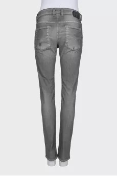 Grey distressed skinny jeans