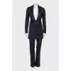 Black wool suit with a long jacket
