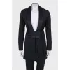 Black wool suit with a long jacket