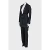 Black wool suit with a long jacket