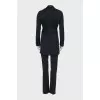 Black wool suit with a long jacket