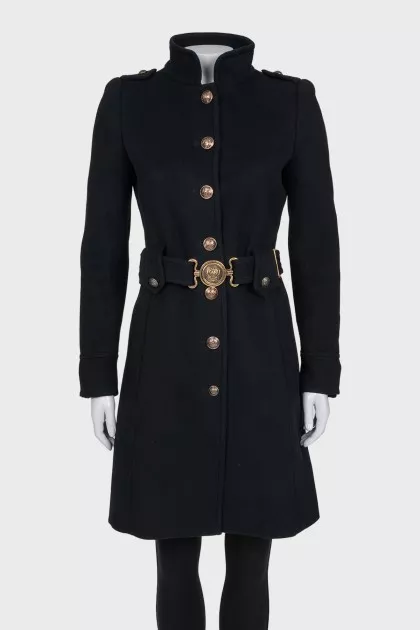 Wool and cashmere coat with a belt