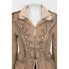Brown sheepskin coat with hooks