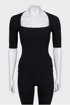 Black ribbed top