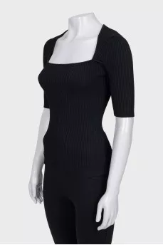 Black ribbed top