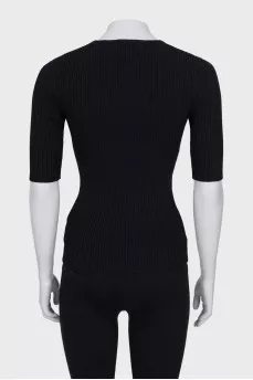 Black ribbed top