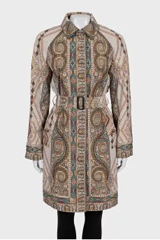 Cropped paisley print coat