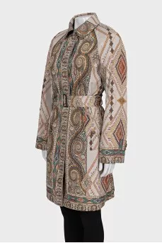 Cropped paisley print coat
