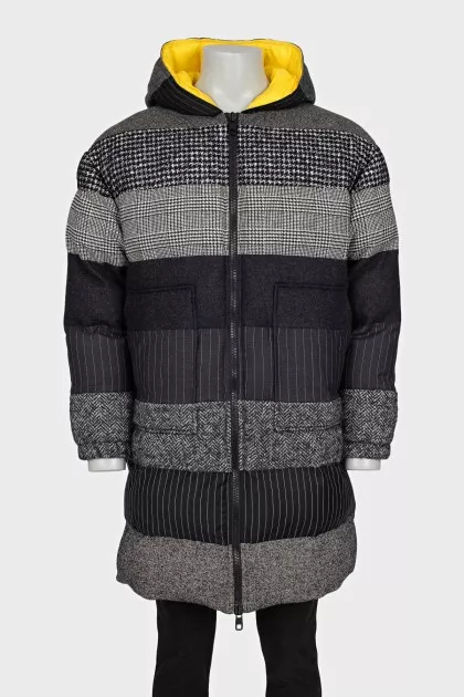 Men's combined elongated down jacket