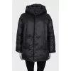 Black down jacket with a removable hood