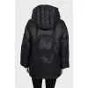 Black down jacket with a removable hood
