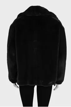 Double-breasted faux fur coat