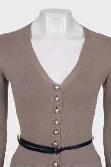 Fitted cardigan with belt